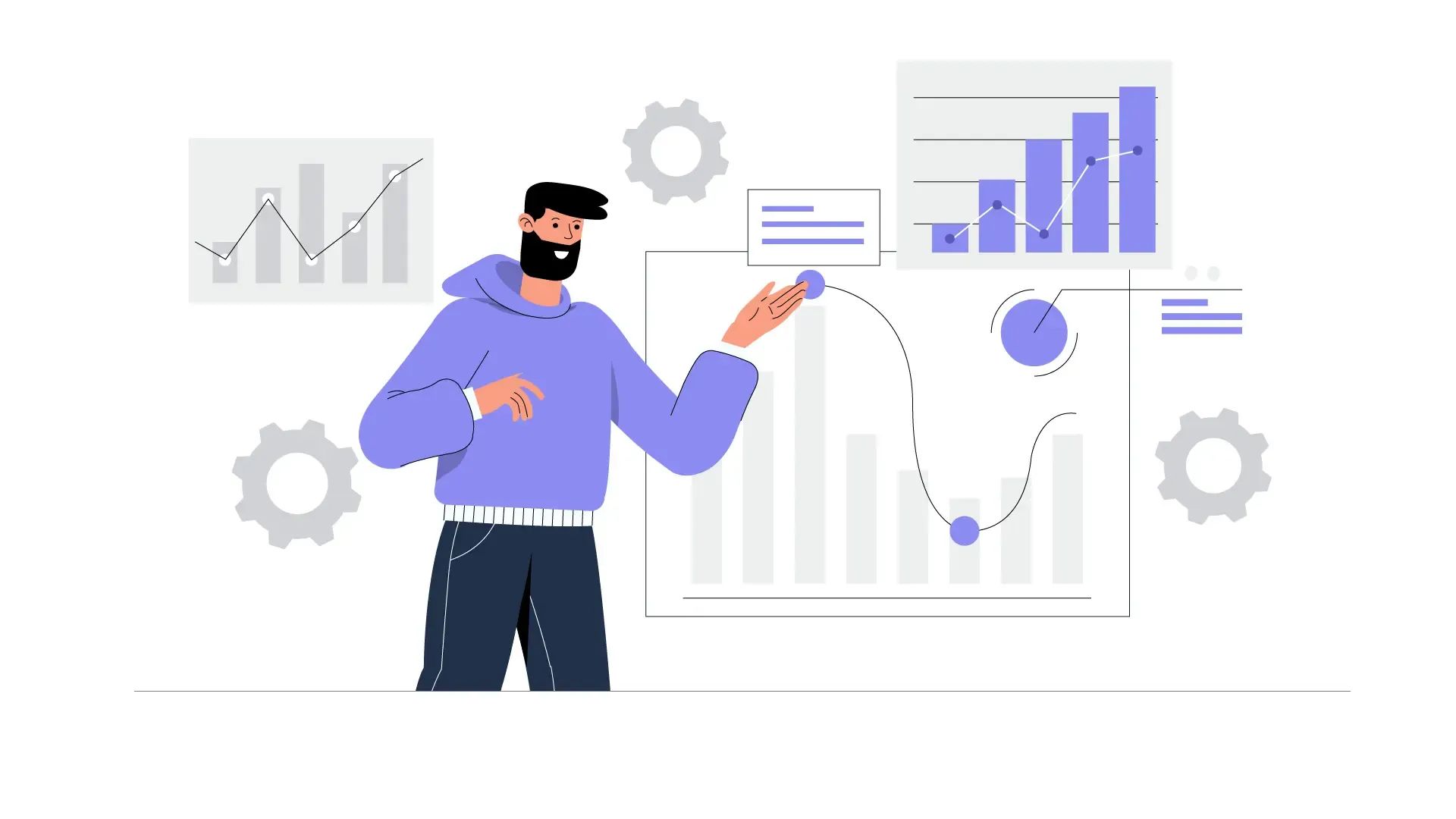 Flat Character Illustration of Man Examining Business Charts image